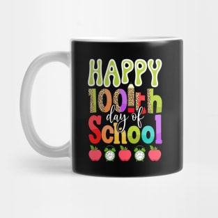 Cute 100th Day Of School 100 Days Leopard Rainbow Boys Girls Mug